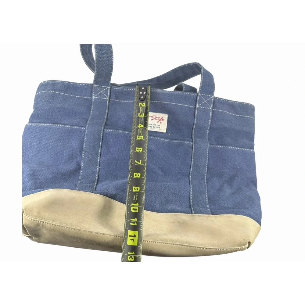 Hot Styl Blue & White Nylon Canvas‎ Carry All Shoulder Tote/ Bag/purse Lunch Bag